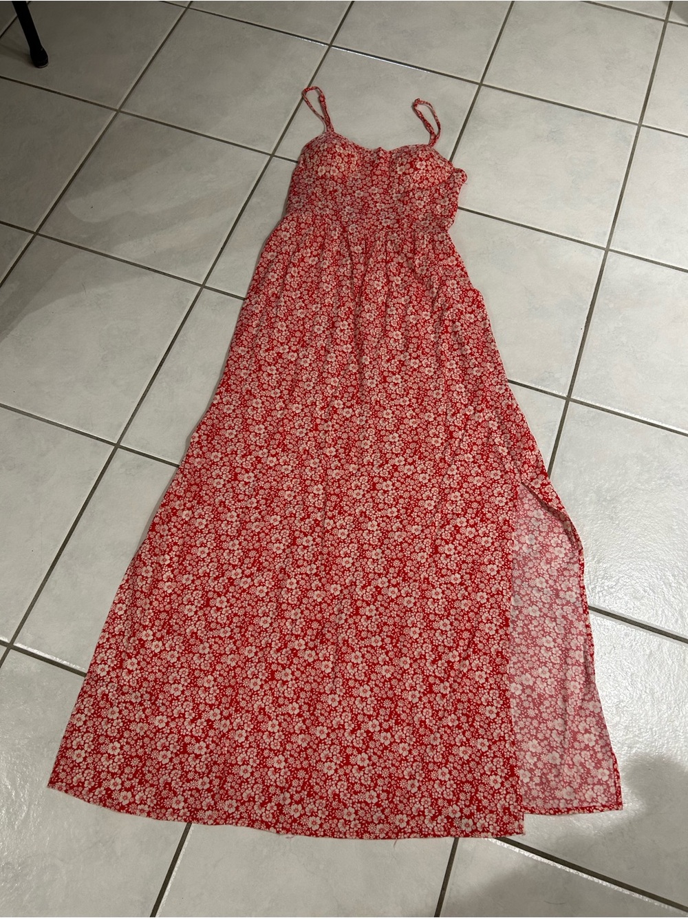 Lily Rose Red and White Floral Smocked Maxi Dress